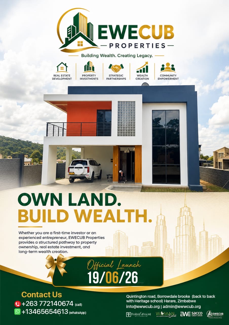 EWECUB Properties flyer with a duplex and the caption own land build wealth